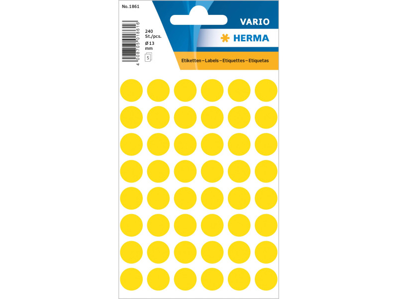 HERMA Pastille adhésive, diamètre: 13 mm, jaune