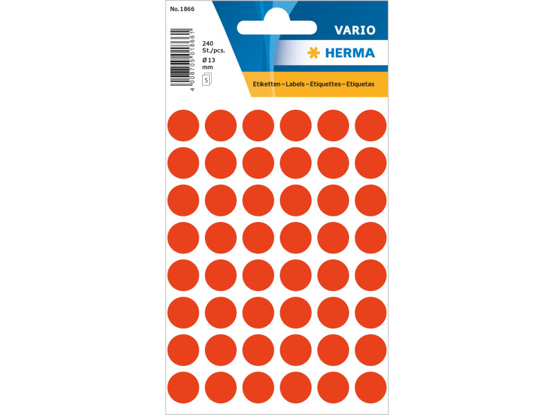 HERMA Pastille adhésive, diamètre: 13 mm, rouge fluo