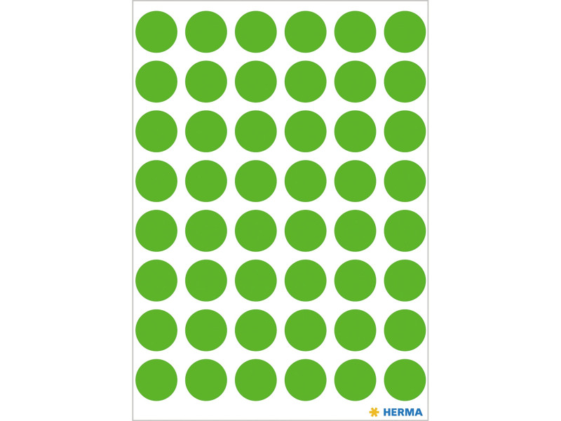 HERMA Pastille adhésive, diamètre: 13 mm, vert fluo