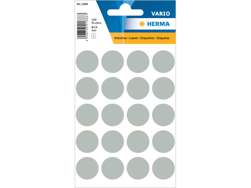 HERMA Pastille adhésive, diamètre: 19 mm, gris