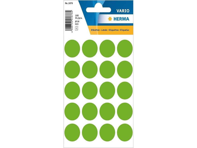HERMA Pastille adhésive, diamètre: 19 mm, vert fluo
