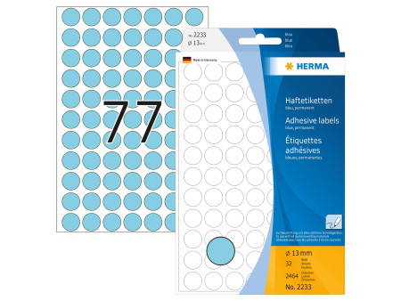 HERMA Pastille adhésive, diamètre: 13 mm, bleu