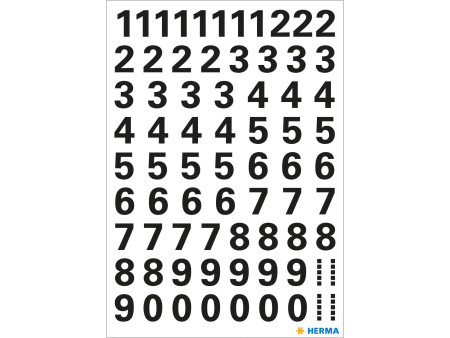 HERMA stickers chiffres 0-9, film noir, hauteur: 10 mm