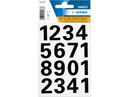 HERMA stickers chiffres 0-9, film noir, hauteur: 25 mm