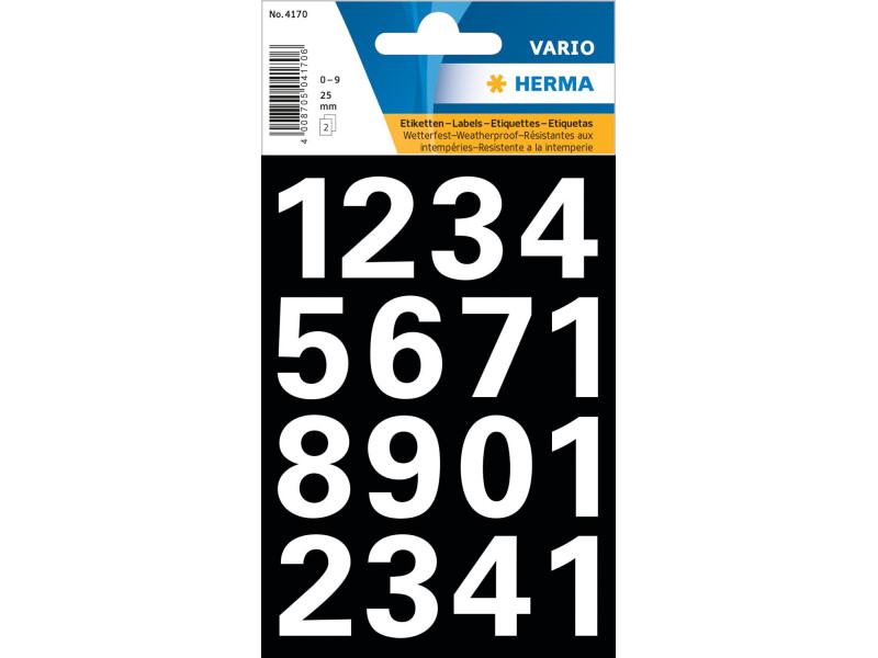 HERMA Stickers chiffres 0-9, film en blanc