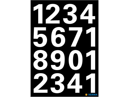 HERMA Stickers chiffres 0-9, film en blanc