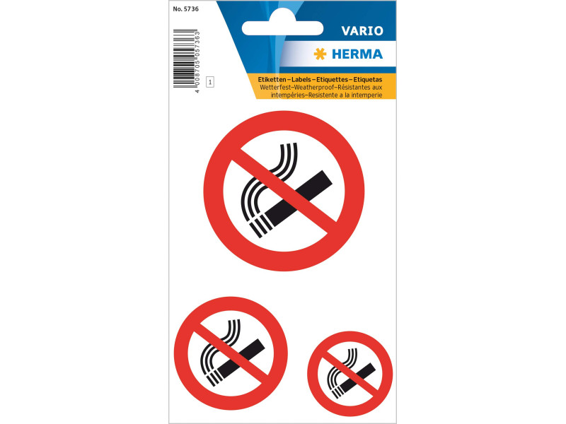 HERMA étiquettes d'indication 'Ne pas fumer', film, résistan