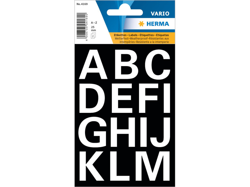 HERMA Lettres adhèsives A-Z, film blanc, 25 mm de hauteur,