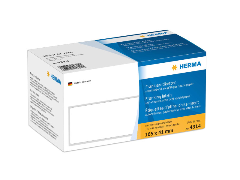 HERMA Etiquettes à affranchir, 165 x 41 mm, simple, blanc