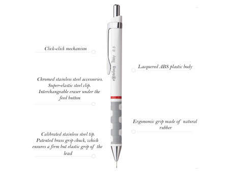 rotring Porte-mines Tikky 0,5 mm, blanc