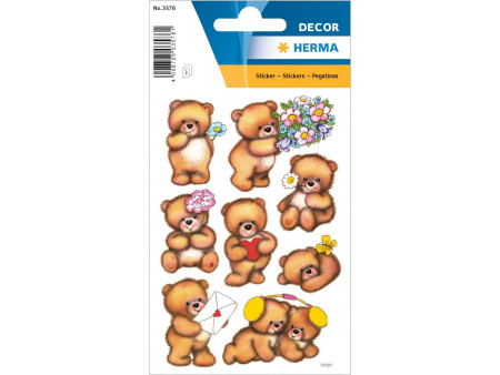 HERMA Stickers DECOR 'ours avec fleurs'