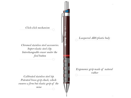 rotring Porte-mines fin Tikky 0,7 mm, rouge vin