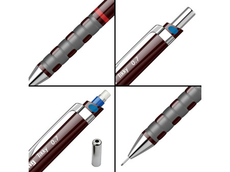 rotring Porte-mines fin Tikky 0,7 mm, rouge vin