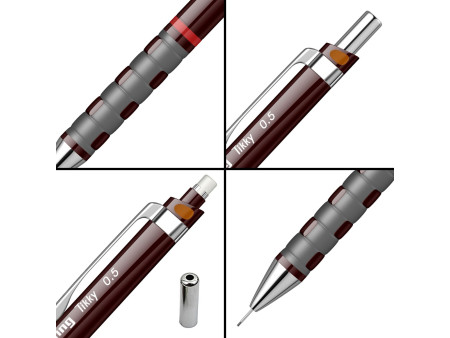 rotring Porte-mines fin Tikky 0,5 mm, rouge vin