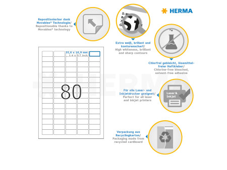 HERMA Etiquette universelle SPECIAL, 35,6 x 16,9 mm, blanc