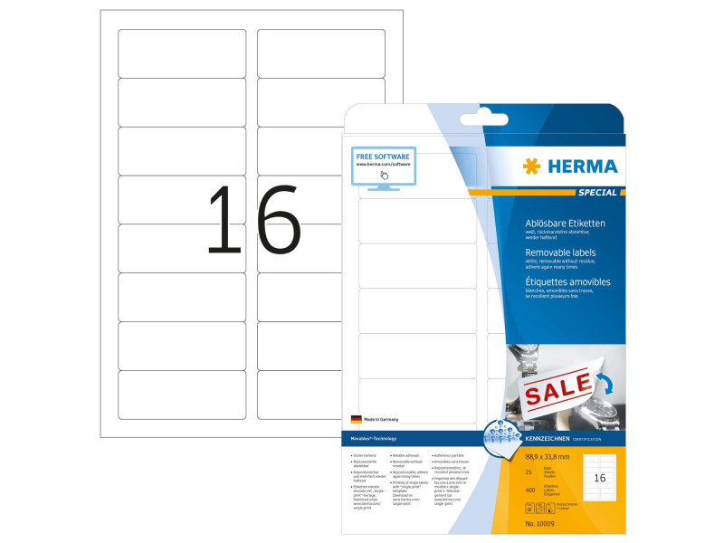 HERMA Etiquette universelle SPECIAL, 88,9 x 33,8 mm, blanc