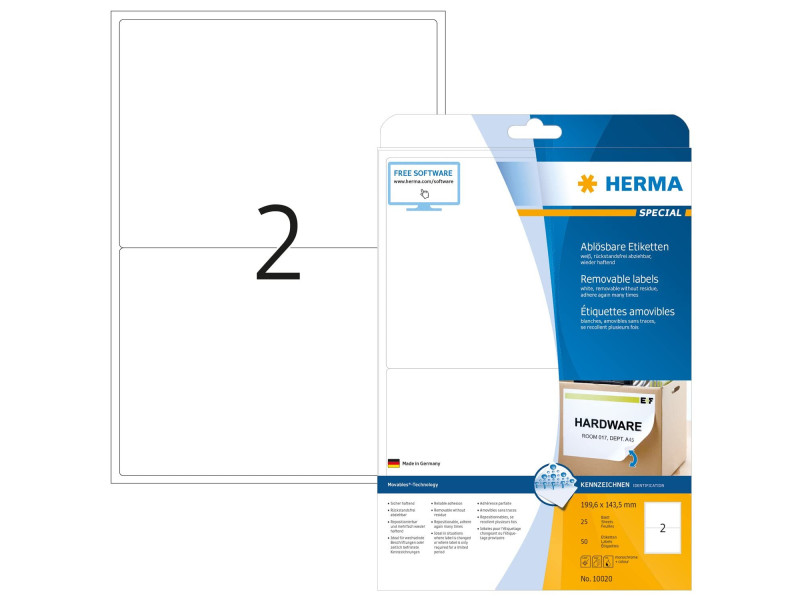 HERMA Etiquette universelle SPECIAL, 199,6 x 143,5 mm, blanc