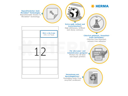 HERMA Etiquette universelle SPECIAL, 99,1 x 42,3 mm, blanc