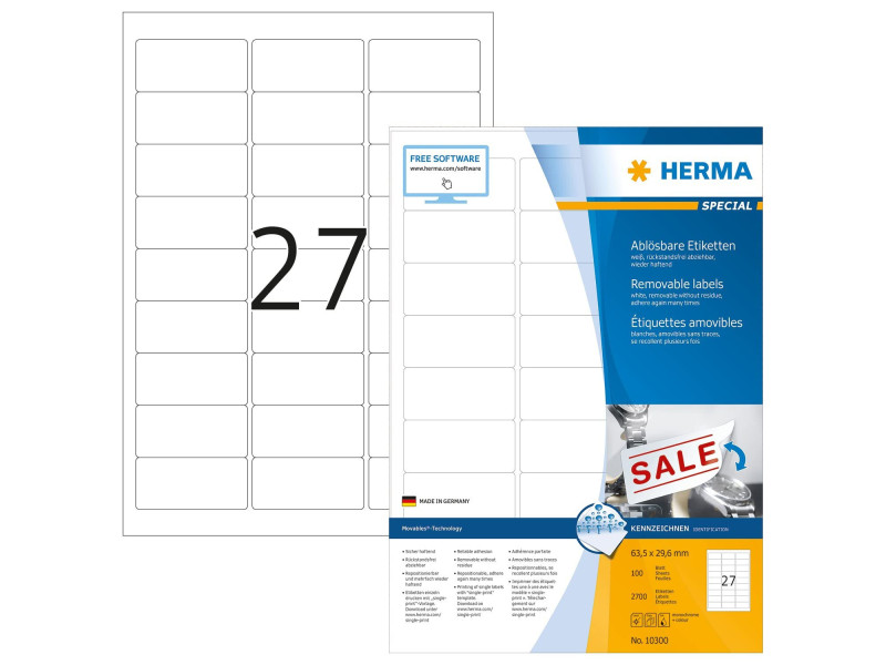 HERMA Etiquette universelle SPECIAL, 63,5 x 29,6 mm, blanc