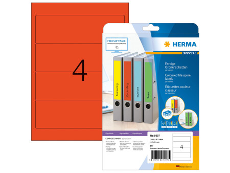 HERMA Etiquette dos de classeur SPECIAL, 192 x 61 mm, rouge
