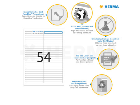 HERMA Etiquette universelle SPECIAL, 96 x 10 mm, blanc
