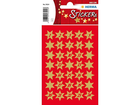 HERMA Autocollants de Noël DECOR 'Etoiles', doré à chiffres
