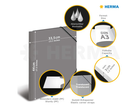 HERMA Chemise à élastiques, PP, A3, vert clair translucide