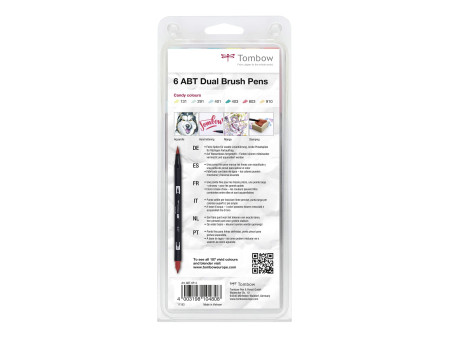 Tombow Feutre double pointe 'ABT DUAL BRUSH PEN', set de 6