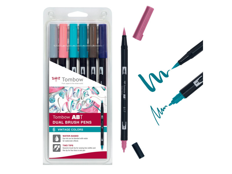 Tombow Feutre double pointe 'ABT DUAL BRUSH PEN', set de 6