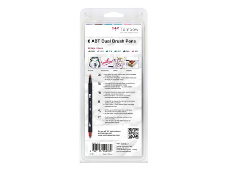 Tombow Feutre double pointe 'ABT DUAL BRUSH PEN', set de 6