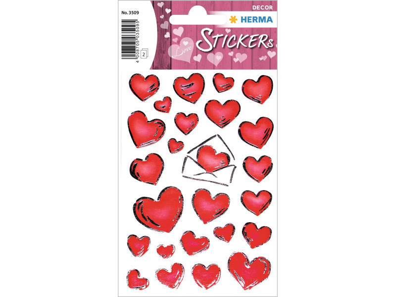 HERMA Sticker DECOR 'Coeurs & Lettres', gravure en argent