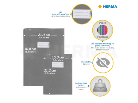 HERMA Protège-cahier, A4, en papier, jaune